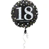 18 Happy Birthday holograficzny czarny okrągły balon foliowy Anagram 18''