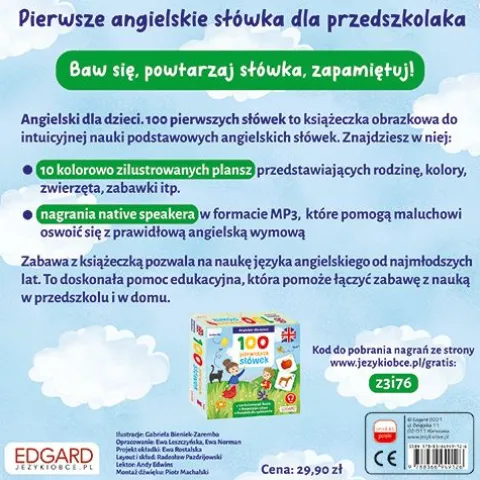 ANGIELSKI dla dzieci 100 pierwszych słówek Książka obrazkowa
