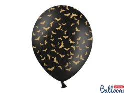 Balon czarny Nietoperze złote halloween 30 cm 1 szt.
