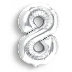 BALON foliowy CYFRA 100 cm SREBRNA