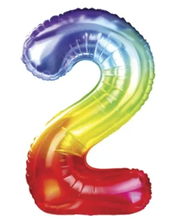 BALON foliowy CYFRA 100 cm TĘCZOWA
