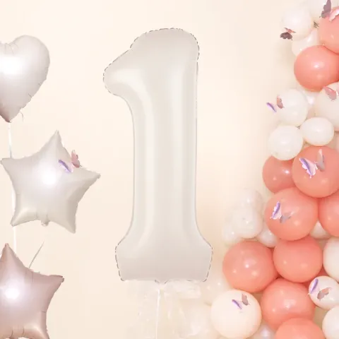 Balon foliowy CYFRA 1 kremowy satynowy 100 cm
