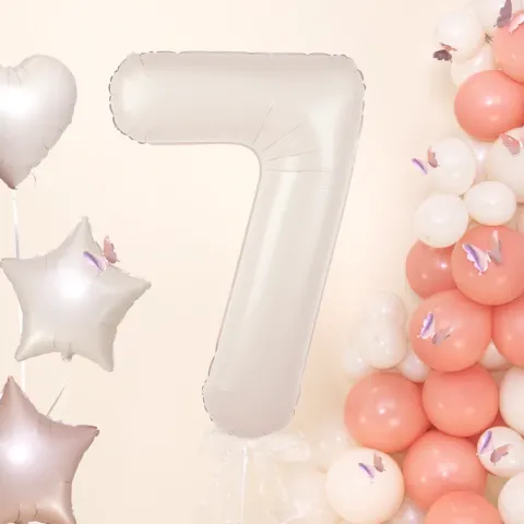 Balon foliowy CYFRA 7 kremowy satynowy 100 cm