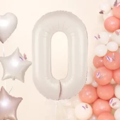 Balon foliowy CYFRA 0 kremowy satynowy 100 cm
