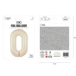 Balon foliowy CYFRA 0 kremowy satynowy 100 cm