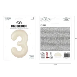 Balon foliowy CYFRA 3 kremowy satynowy 100 cm