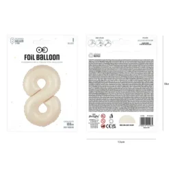 Balon foliowy CYFRA 8 kremowy satynowy 100 cm