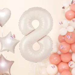 Balon foliowy CYFRA 8 kremowy satynowy 100 cm