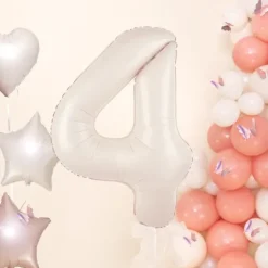 Balon foliowy CYFRA 4 kremowy satynowy 100 cm
