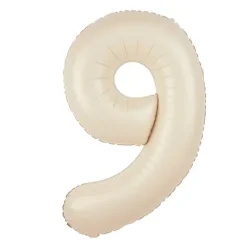 Balon foliowy CYFRA 9 kremowy satynowy 100 cm