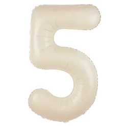 Balon foliowy CYFRA 5 kremowy satynowy 100 cm