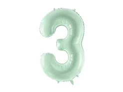 Balon foliowy CYFRA 3 pastelowy zielony 72 cm