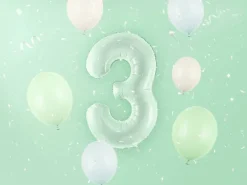 Balon foliowy CYFRA 3 pastelowy zielony 72 cm