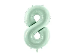 Balon foliowy CYFRA 8 pastelowy zielony 72 cm