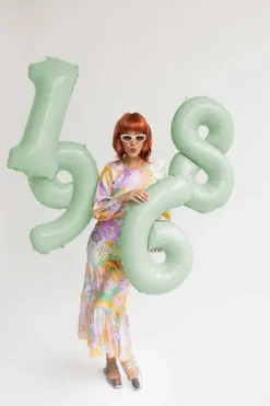 Balon foliowy CYFRA 8 pastelowy zielony 72 cm