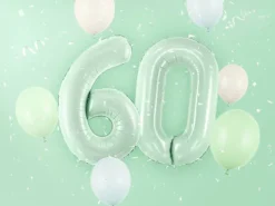 Balon foliowy CYFRA 0 pastelowy zielony 72 cm