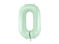 Balon foliowy CYFRA 0 pastelowy zielony 72 cm