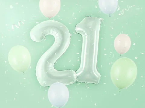 Balon foliowy CYFRA 2 pastelowy zielony 72 cm