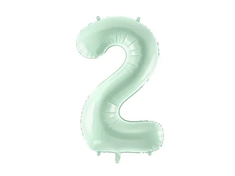 Balon foliowy CYFRA 2 pastelowy zielony 72 cm
