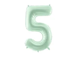 Balon foliowy CYFRA 5 pastelowy zielony 72 cm