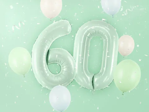 Balon foliowy CYFRA 6 pastelowy zielony 72 cm