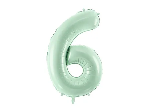 Balon foliowy CYFRA 6 pastelowy zielony 72 cm