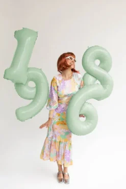 Balon foliowy CYFRA 6 pastelowy zielony 72 cm