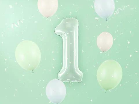 Balon foliowy CYFRA 1 pastelowy zielony 72 cm