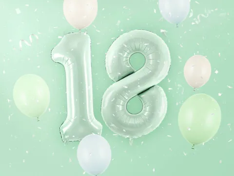Balon foliowy CYFRA 1 pastelowy zielony 72 cm