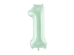 Balon foliowy CYFRA 1 pastelowy zielony 72 cm