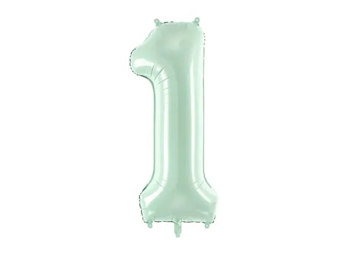 Balon foliowy CYFRA 1 pastelowy zielony 72 cm