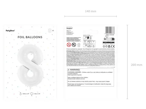 Balon foliowy CYFRA BIAŁA 86 cm