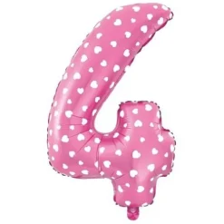 BALON foliowy CYFRA mała 40 cm RÓŻOWE SERDUSZKA