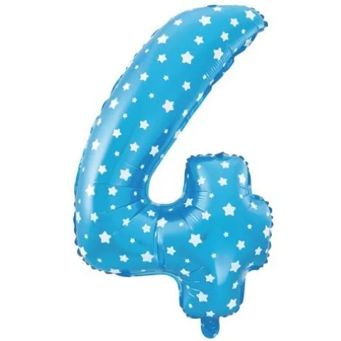 BALON foliowy CYFRA mała 40 cm NIEBIESKIE GWIAZDKI