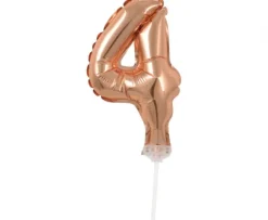 BALON foliowy CYFRA na patyczku ZŁOTY RÓŻ 13 cm