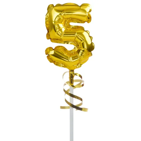 BALON foliowy CYFRA na patyczku ZŁOTA 12,5 cm