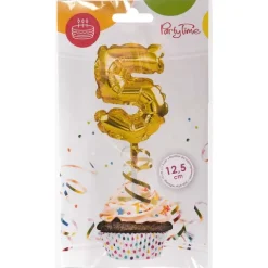 BALON foliowy CYFRA na patyczku ZŁOTA 12,5 cm