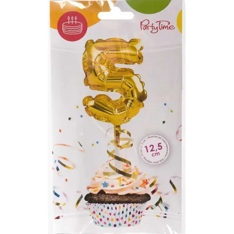 BALON foliowy CYFRA na patyczku ZŁOTA 12,5 cm