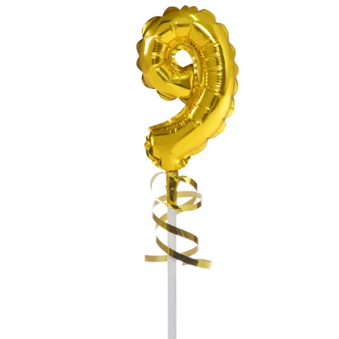 BALON foliowy CYFRA na patyczku ZŁOTA 12,5 cm