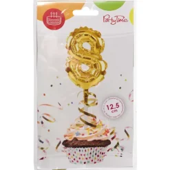 BALON foliowy CYFRA na patyczku ZŁOTA 12,5 cm