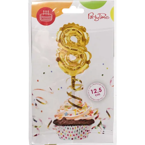BALON foliowy CYFRA na patyczku ZŁOTA 12,5 cm