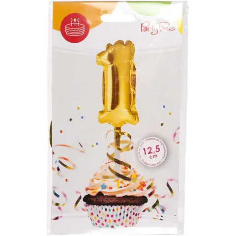 BALON foliowy CYFRA na patyczku ZŁOTA 12,5 cm