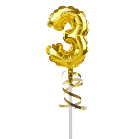 BALON foliowy CYFRA na patyczku ZŁOTA 12,5 cm