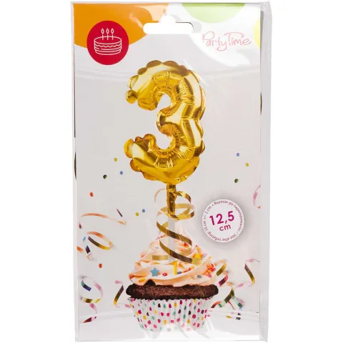 BALON foliowy CYFRA na patyczku ZŁOTA 12,5 cm