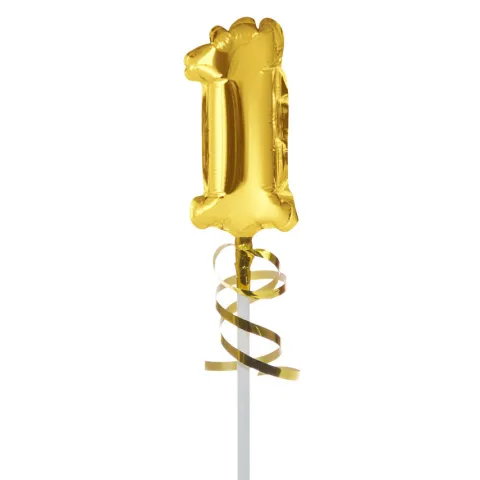 BALON foliowy CYFRA na patyczku ZŁOTA 12,5 cm