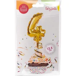 BALON foliowy CYFRA na patyczku ZŁOTA 12,5 cm