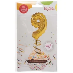 BALON foliowy CYFRA na patyczku ZŁOTA 12,5 cm