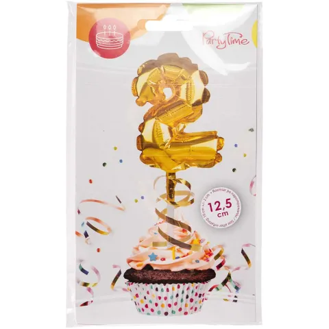 BALON foliowy CYFRA na patyczku ZŁOTA 12,5 cm