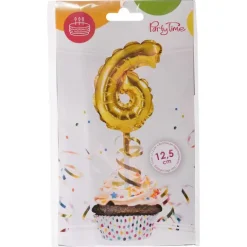 BALON foliowy CYFRA na patyczku ZŁOTA 12,5 cm