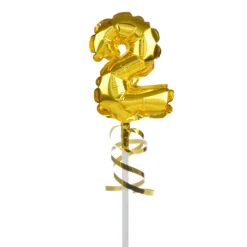 BALON foliowy CYFRA na patyczku ZŁOTA 12,5 cm